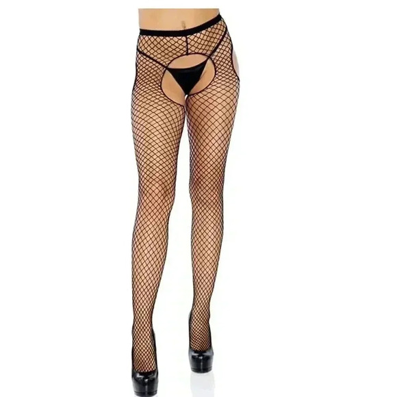 Leg Avenue Women's Fishnet Suspender Pantyhose, Size 1X - Picture 3 of 3